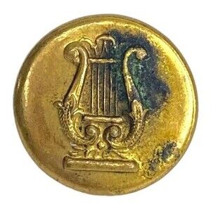 Vintage Pettibone mfg Co Harp Lyre Musical Instrument Shank Brass Button Antique